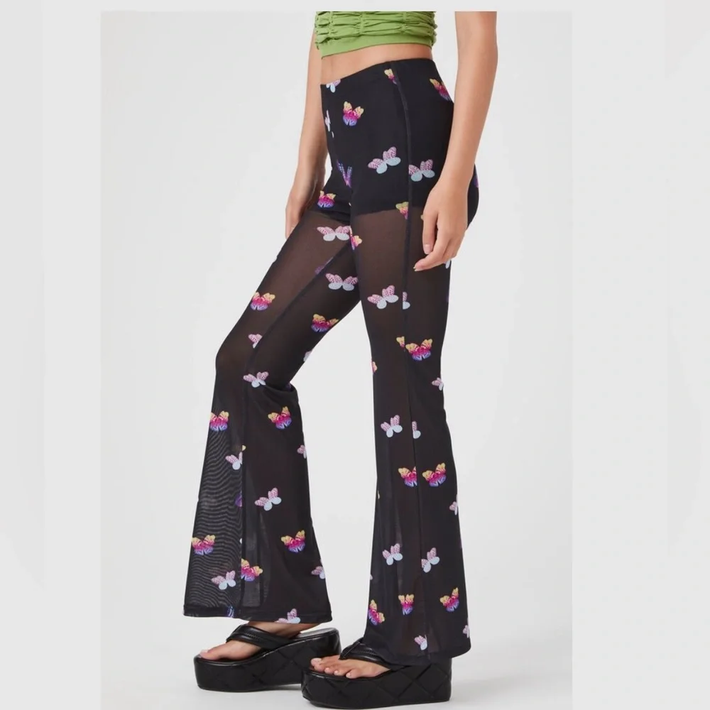 NWT Forever 21 Butterfly Mesh Pants - Picture 4 of 6